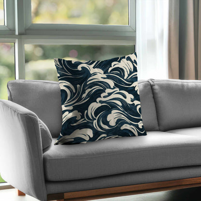 Midnight Ocean Flow Poly Twill Throw Pillow | Home Decor