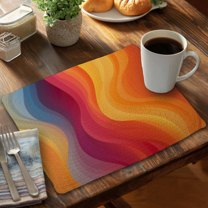 Cloudy Sky Blue Braided Polyester Placemat | Home Decor