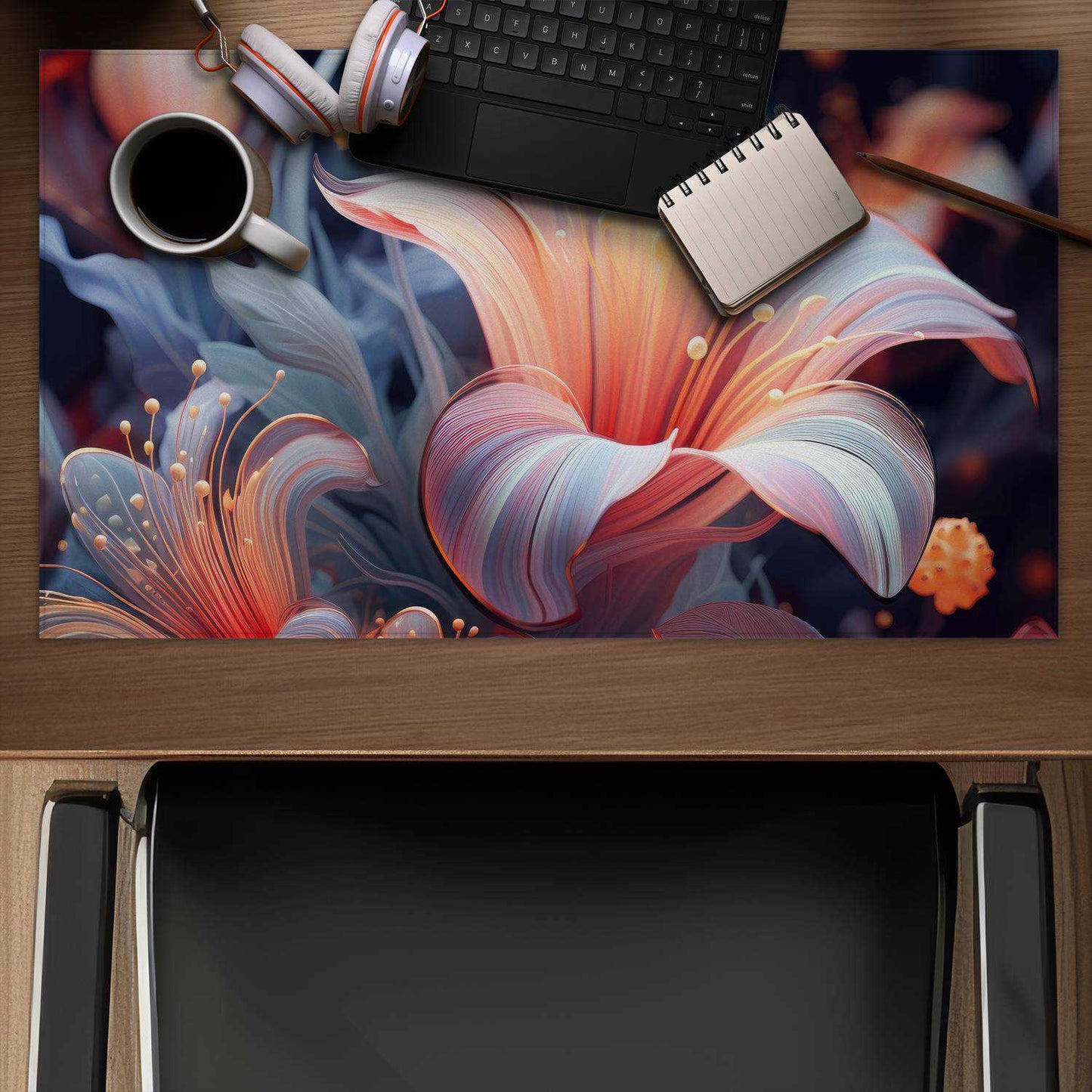 Astral Bloom Purple Gaming Mat - Stylish Decor Accessory