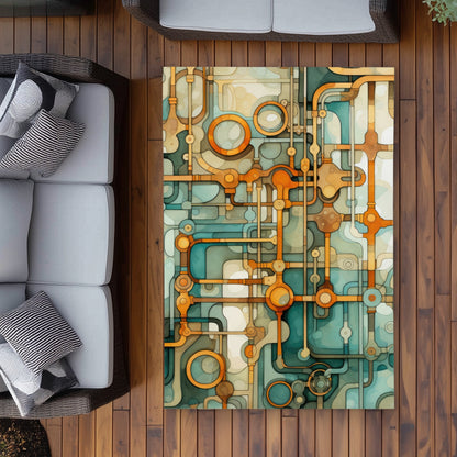 Turns and Bends White Outdoor Area Rug for Home Decor