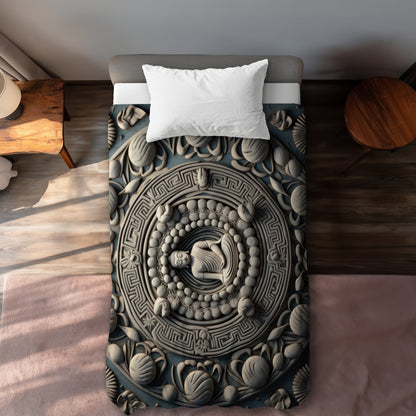 Spiritual Peace White Duvet Cover - Elegant Home Decor