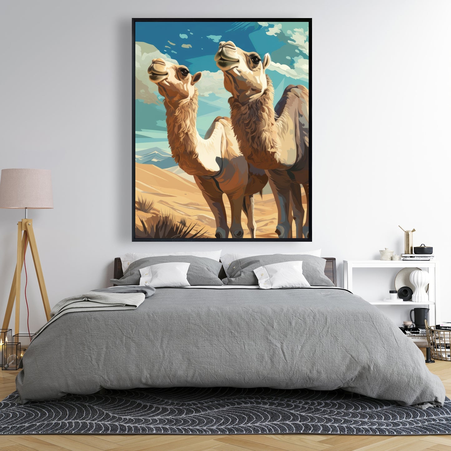 Camels looking up - 36"x36" Framed canvas