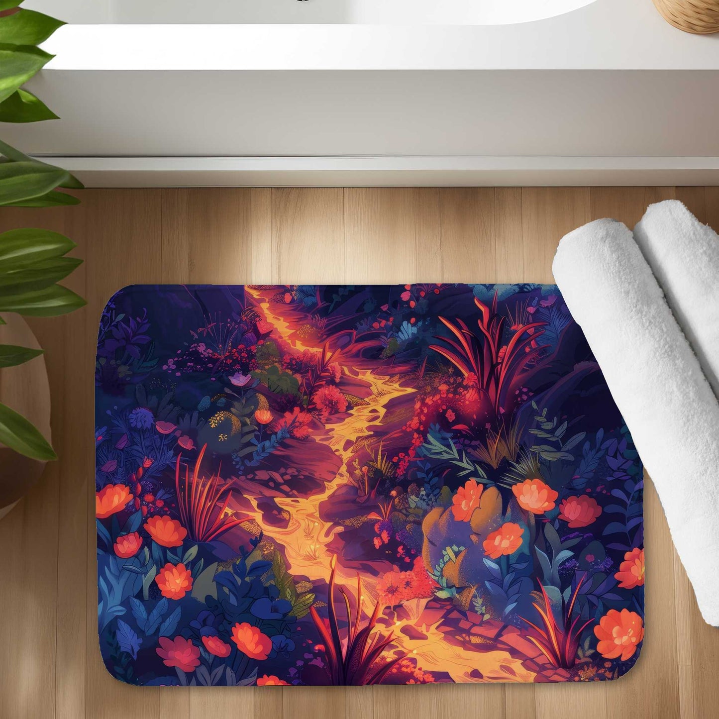 Burning flowers Red Bath Mat - Stylish Home Decor Accessory