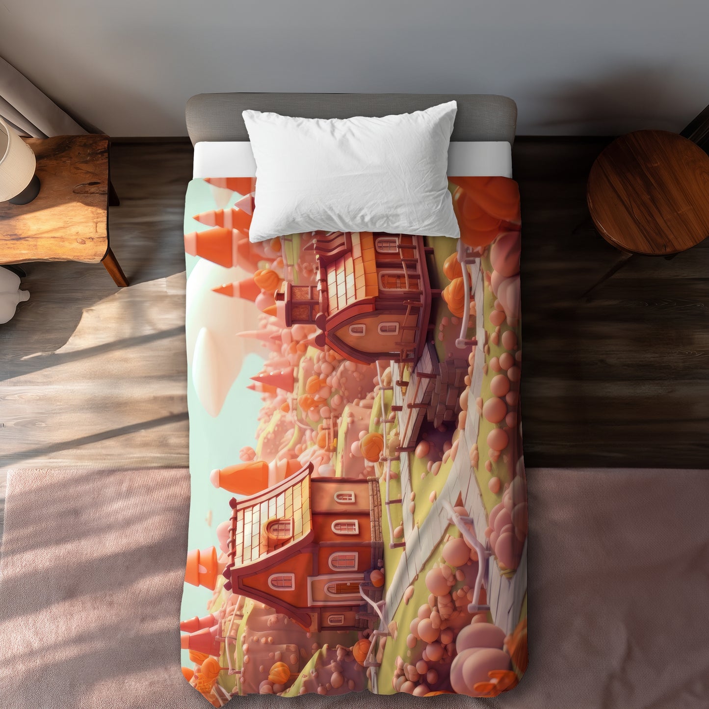 Toy Town Pink Duvet Cover - Stylish Home Decor for Kids