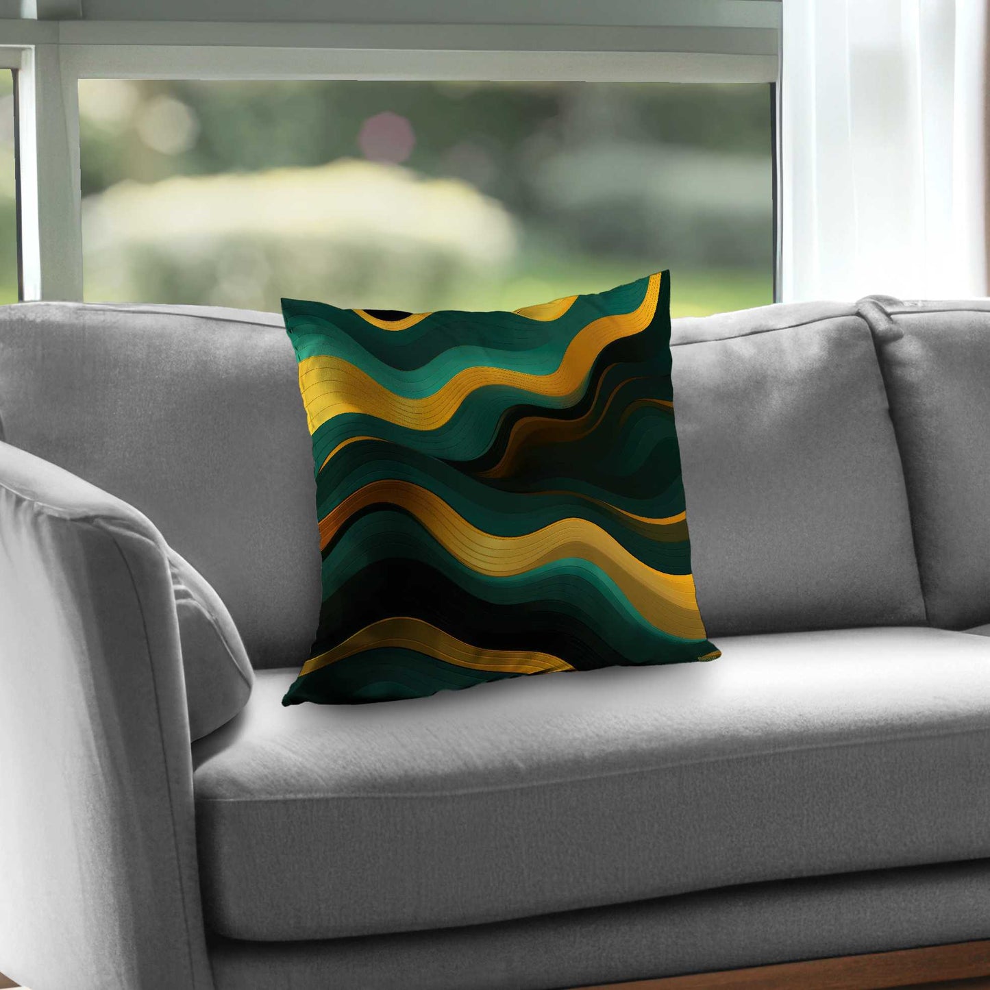 Golden Harmony Poly Twill Throw Pillow | Home Decor Accent