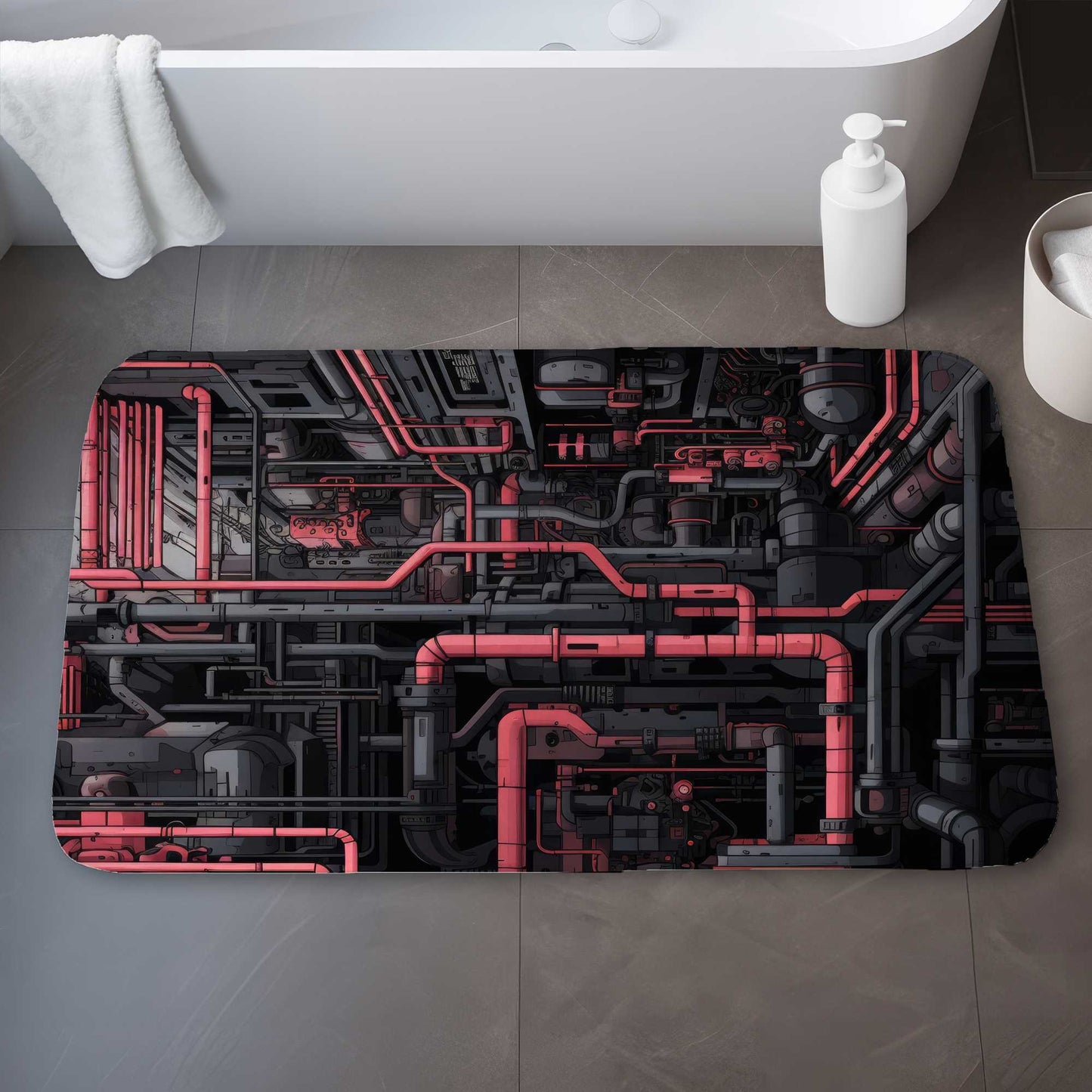 Tubular Nightmare Red Bath Mat | Stylish Home Decor Accent