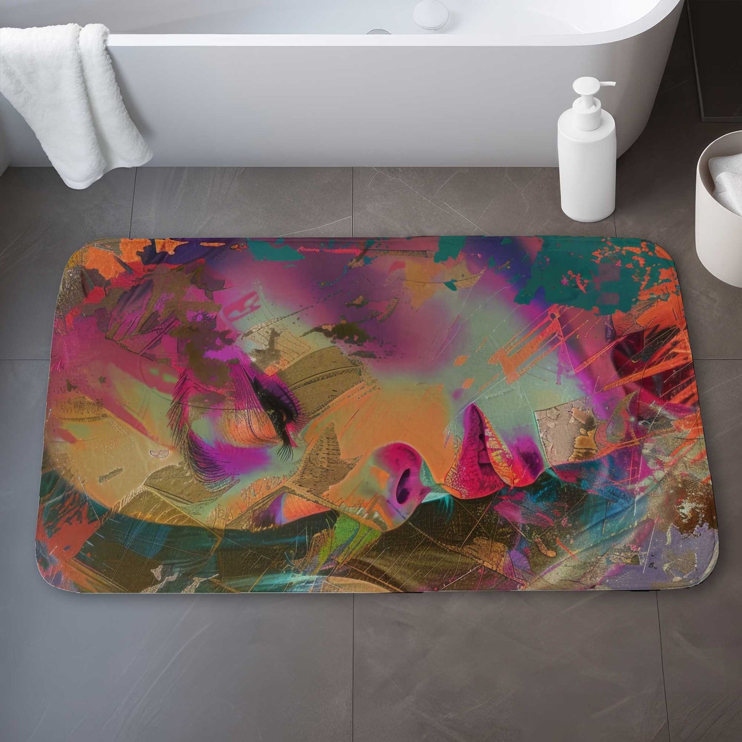 Grunge Look Bath Mat | Stylish Home Decor Rug for Bathroom