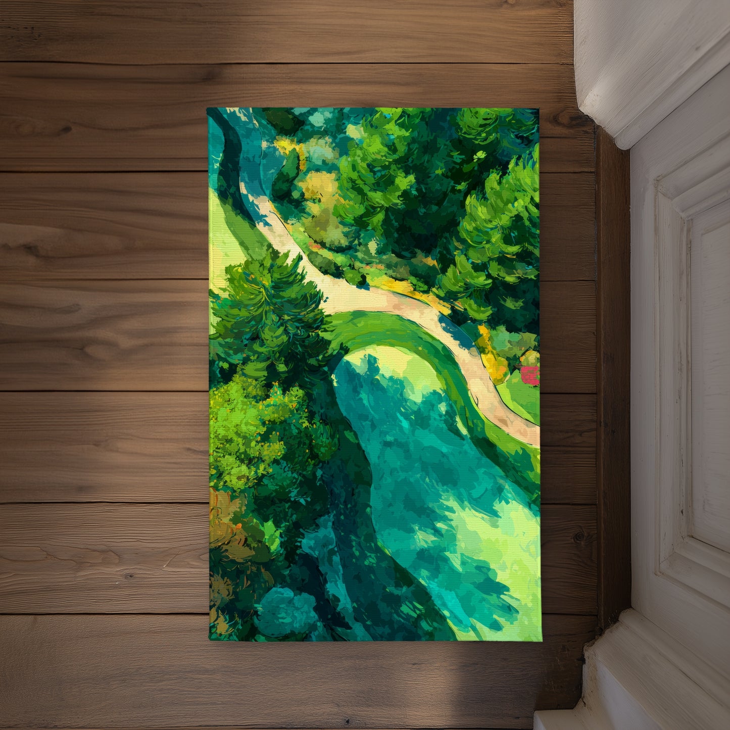 Peaceful course Summer Beige Indoor Outdoor Door Mat | Decor