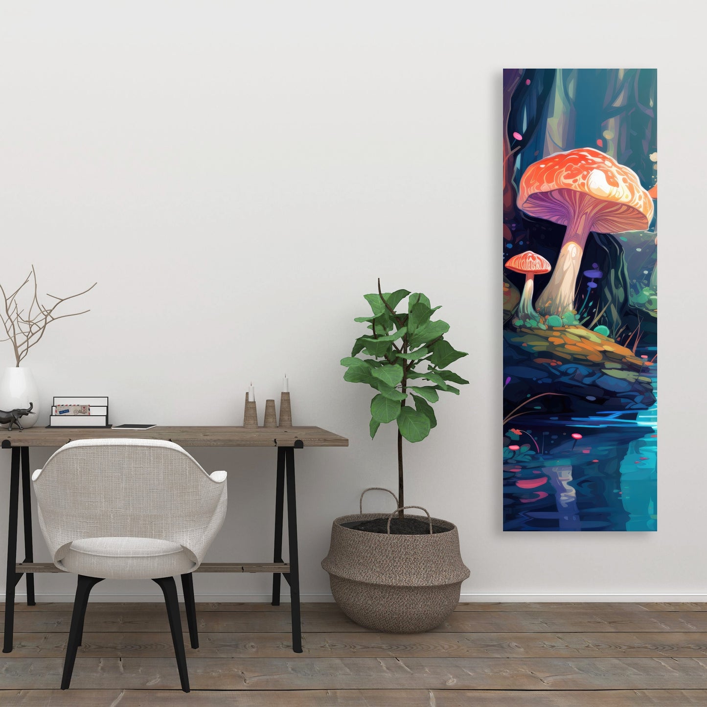 Whimsical Forest Red Canvas - Unique Home Decor Art Piece