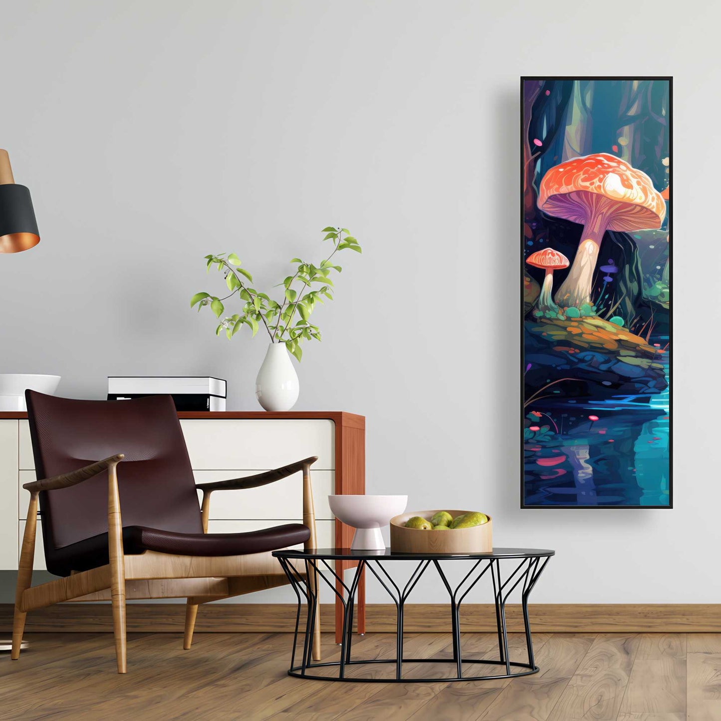 Whimsical Forest - Red Framed Canvas for Home Decor