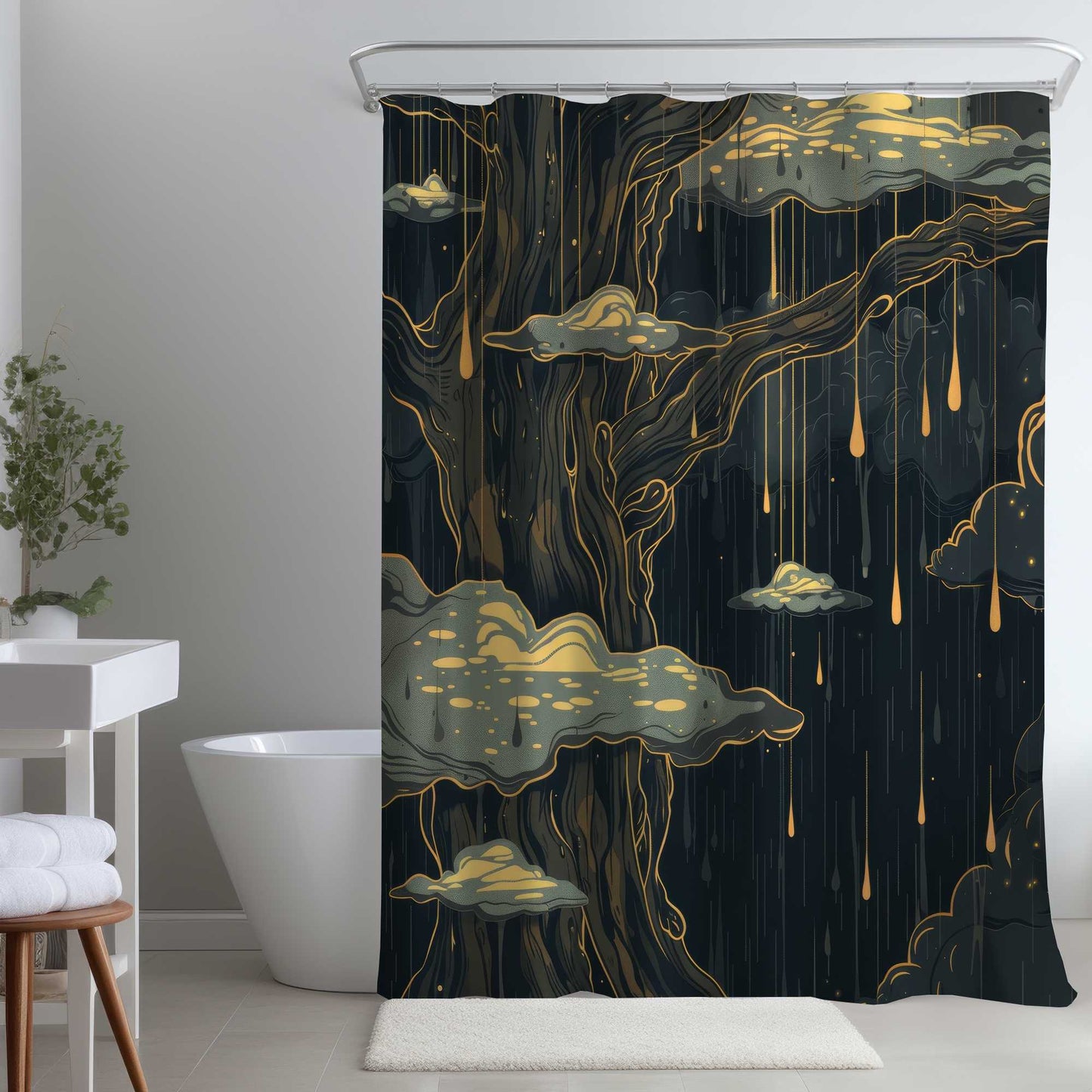 Rideau de Douche Glissant - Décoration Élégante pour la Salle de Bain