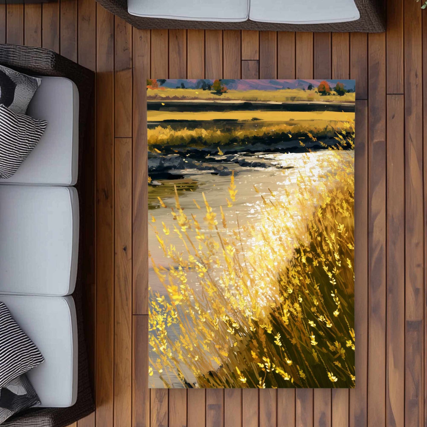 Tapis d'extérieur lumineux Golden Stream | Accessoire de décoration intérieure