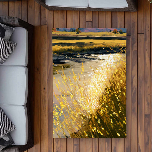 Golden Stream Glow Outdoor Area Rug | Home Decor Accent