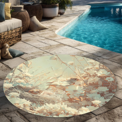 The Nest - Yellow Round Outdoor Area Rug for Home Decor