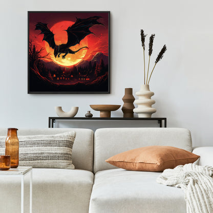 The dragon's wrath - 36"x36" Framed canvas