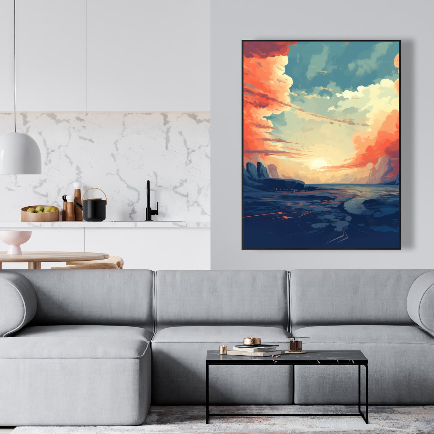 Finally Light - Orange Framed Canvas for Home Decor