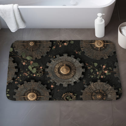 Cog Pattern Gray Bath Mat for Home Decor | Stylish Comfort