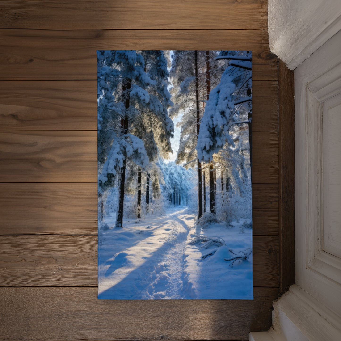 Snowy Path White Indoor Outdoor Door Mat | Home Decor