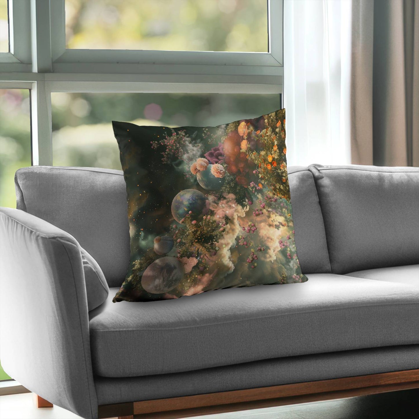 Bloom space - Throw pillow - Print on demand