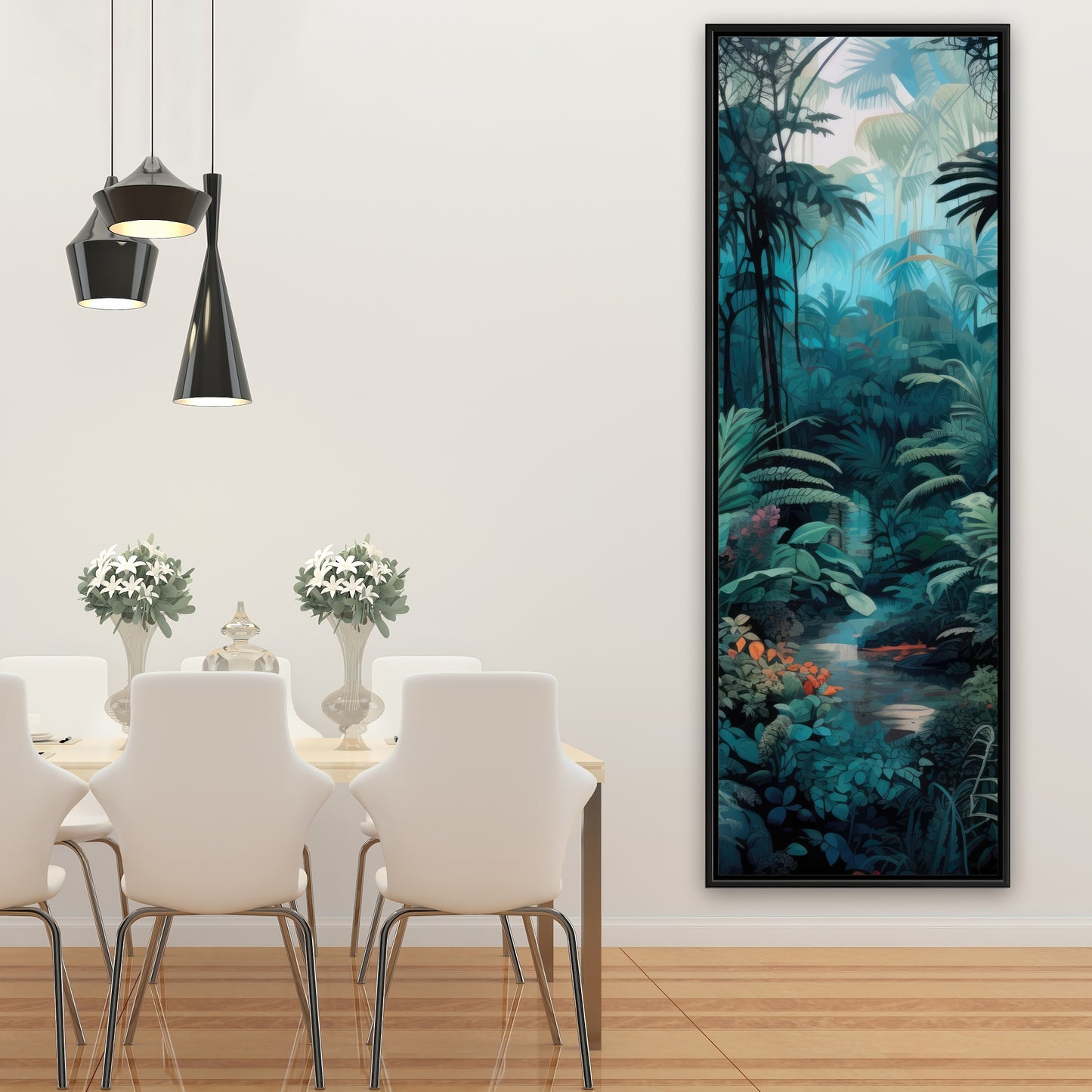 Deep in the Jungle - Blue Framed Canvas for Home Decor