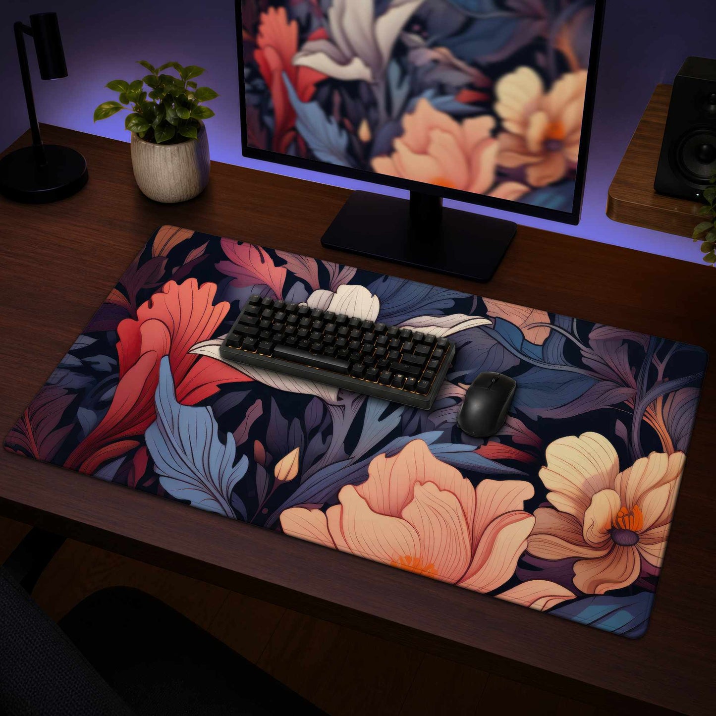 Blooming Uninterrupted - Orange Desk Mat for Home Decor