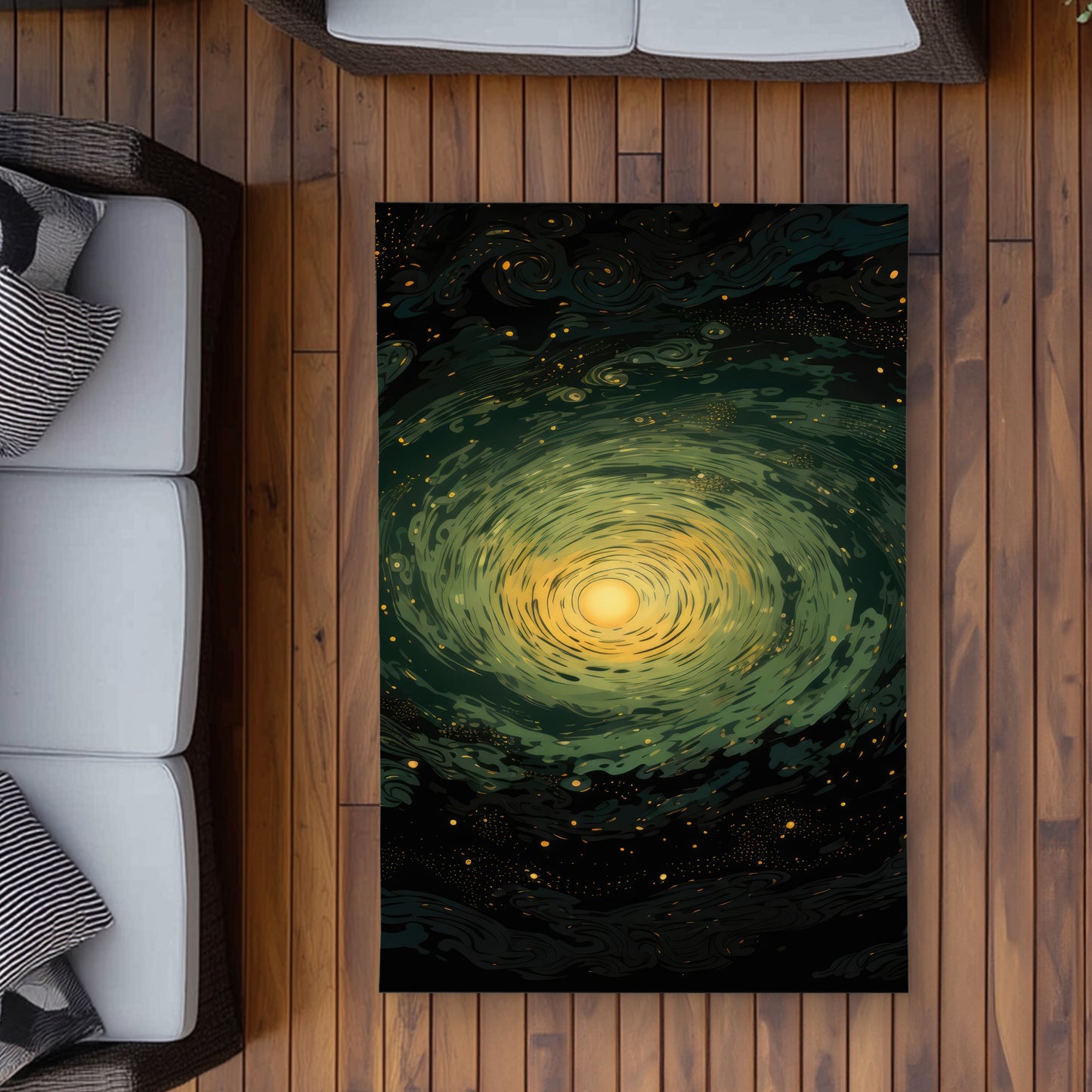 Swirling gases - Green Outdoor Area Rug for Home Decor