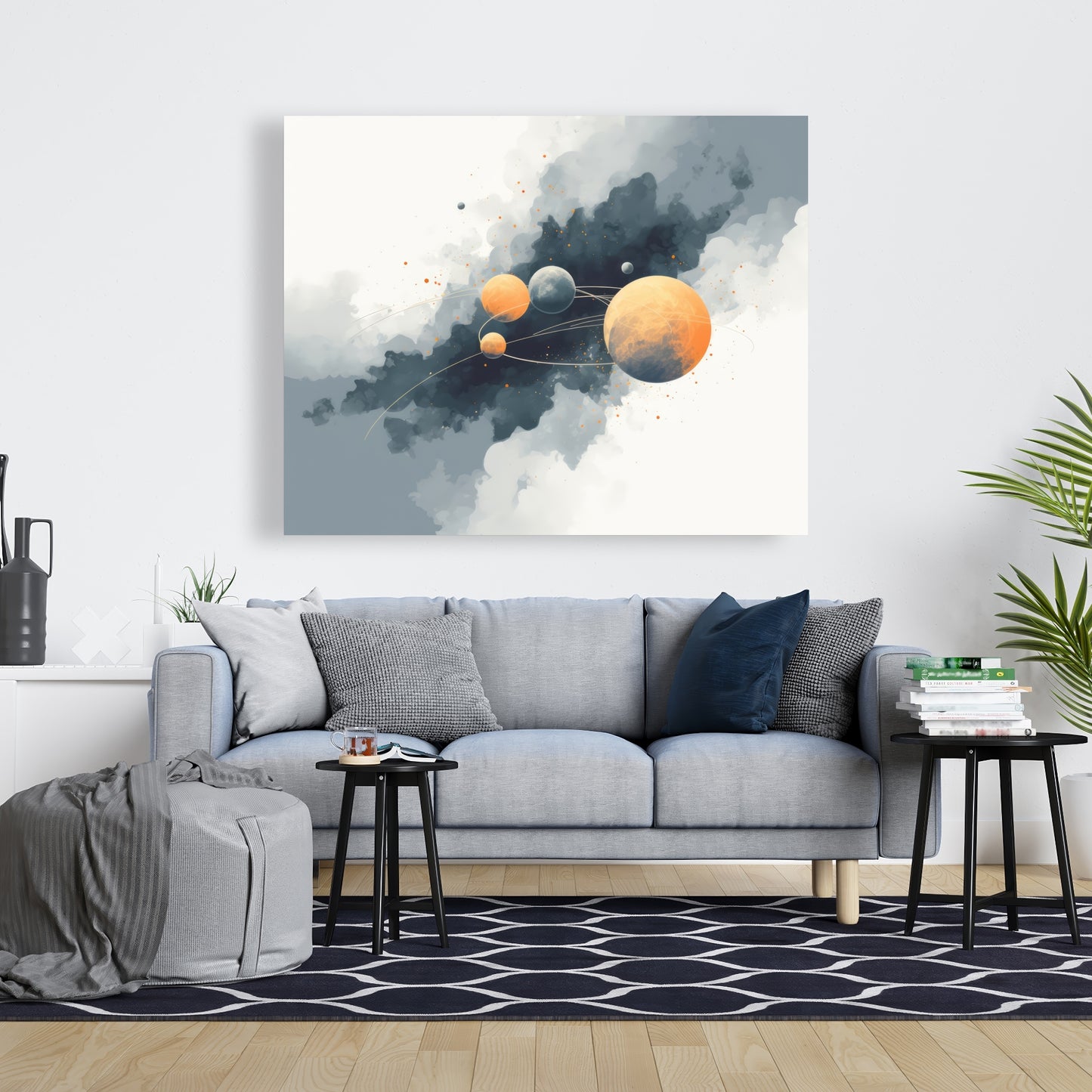 Circle of Planets - White Canvas Home Decor Wall Art