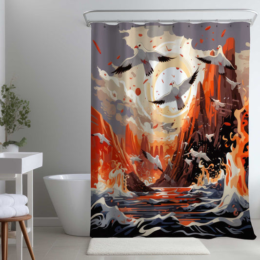 The Escape Orange Shower Curtain | Home Decor Accent