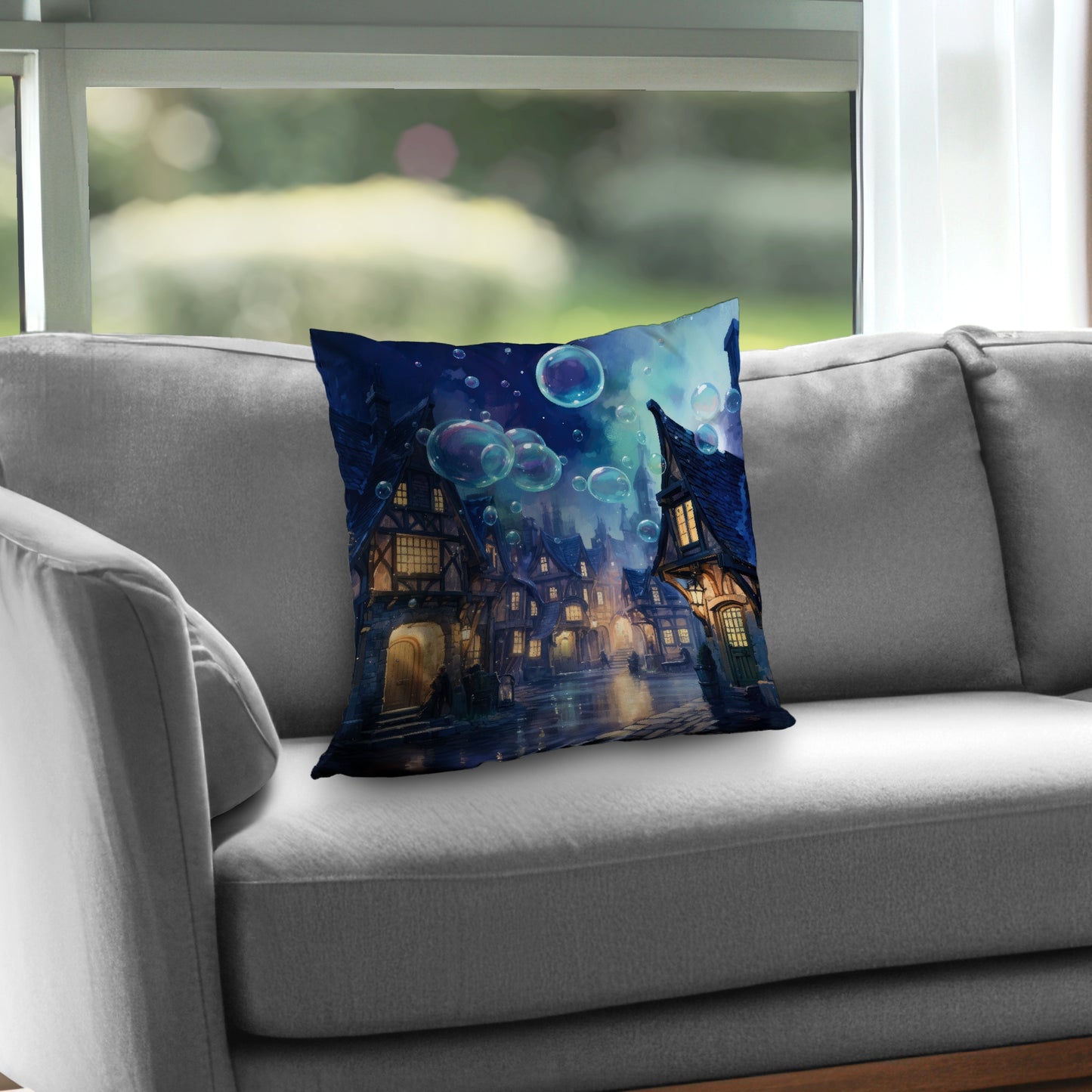 Floating through Beige Poly Twill Throw Pillow - Home Decor