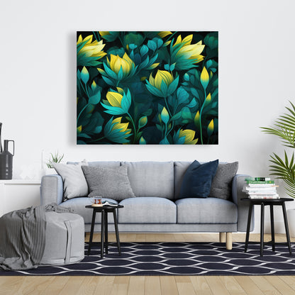 Intense Bloom - Green Canvas Art for Home Decor | Vibrant Style