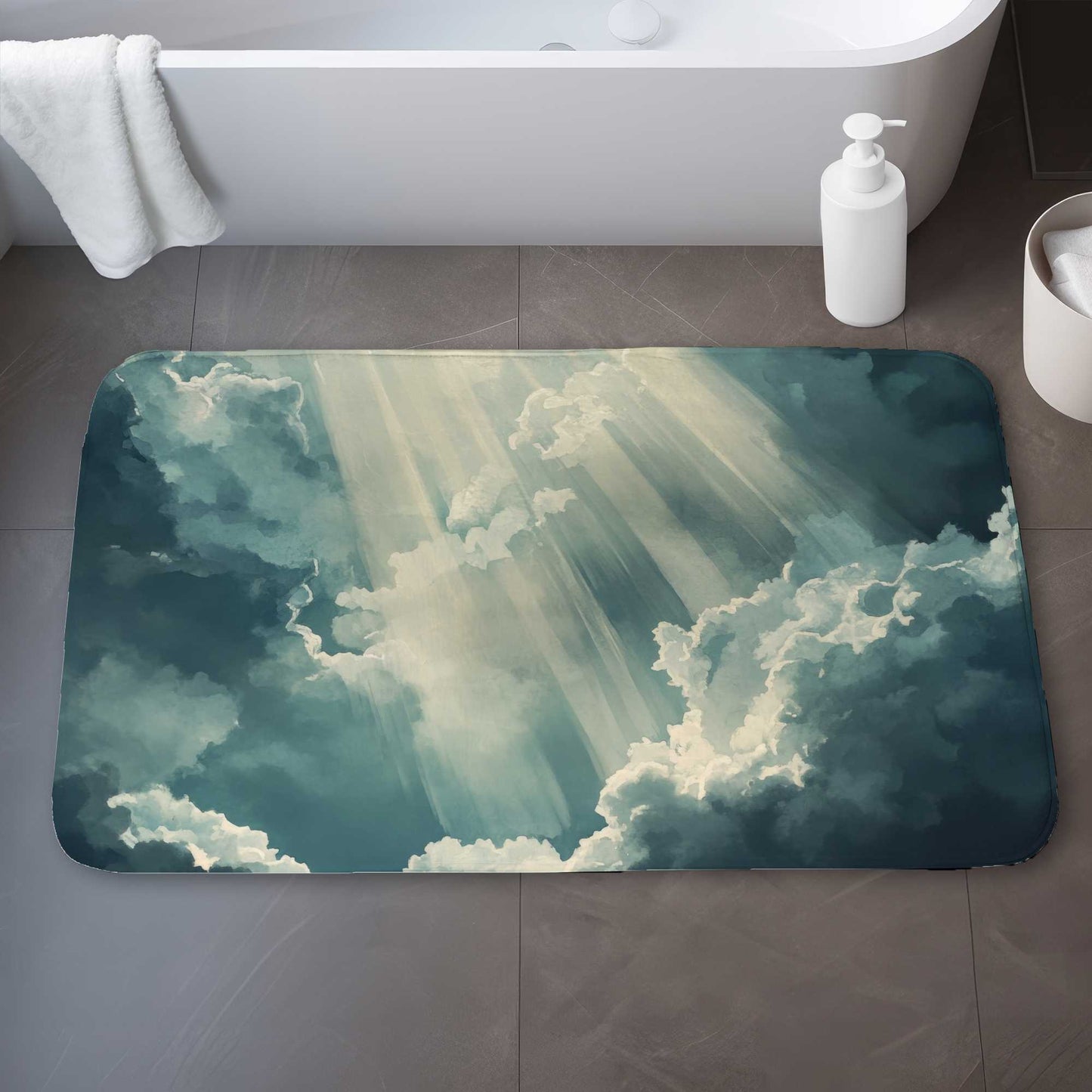 Beam of Light - White Bath Mat for Elegant Home Decor