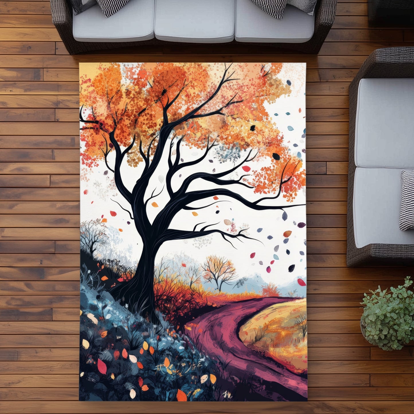 Tapis d'extérieur « Feuilles volantes » | Accent élégant pour la décoration intérieure