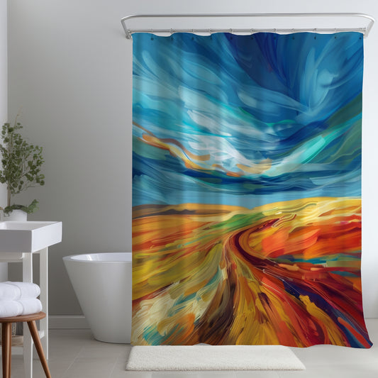 Land flow Red Shower Curtain | Stylish Home Decor Accent