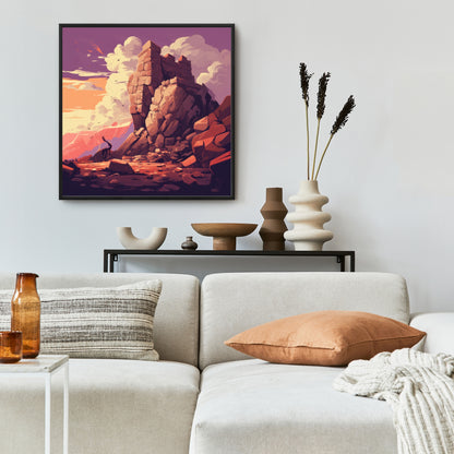 Standing Above - Orange Framed Canvas for Home Decor