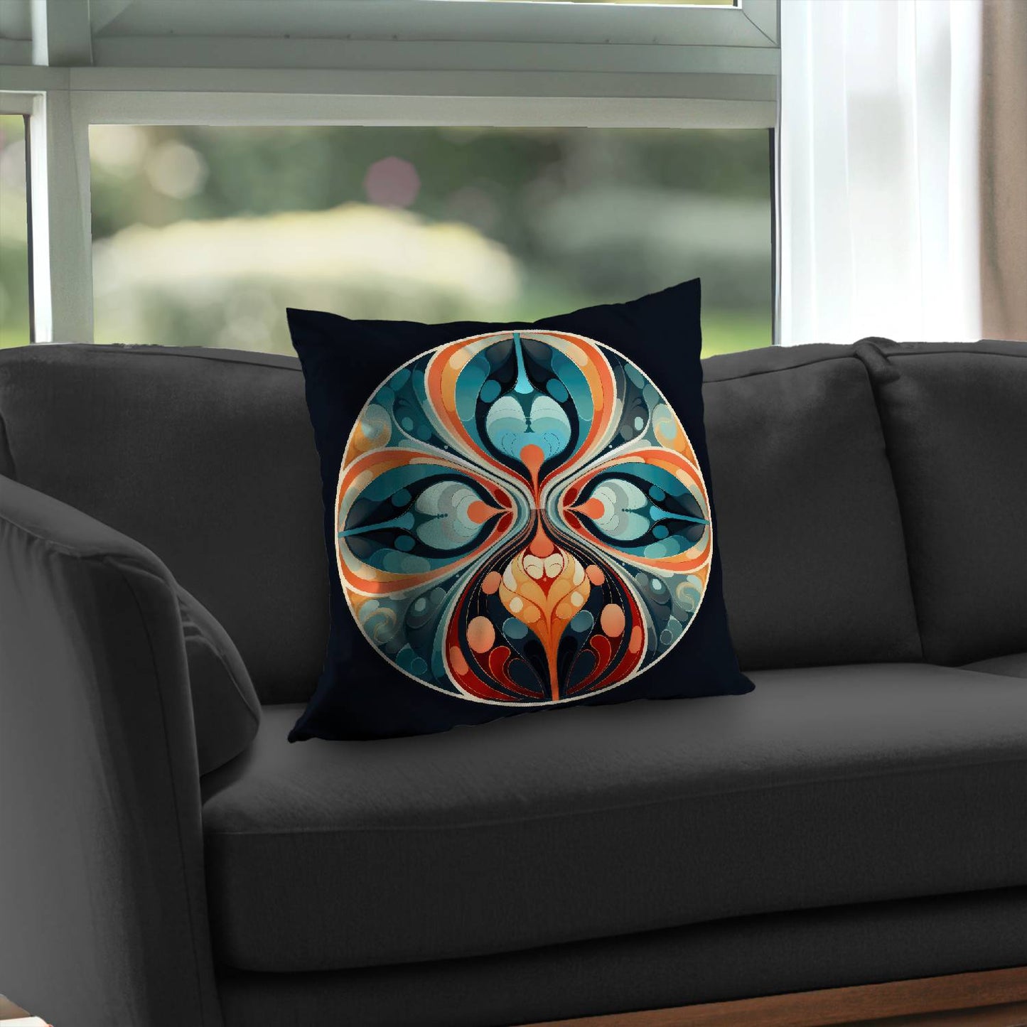 Hues and curves - Throw pillow - Print on demand