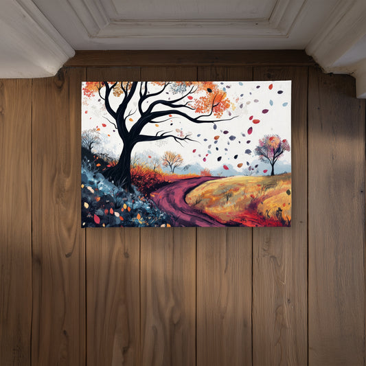 Blowing Leaves Door Mat - Indoor Outdoor Home Decor Accent