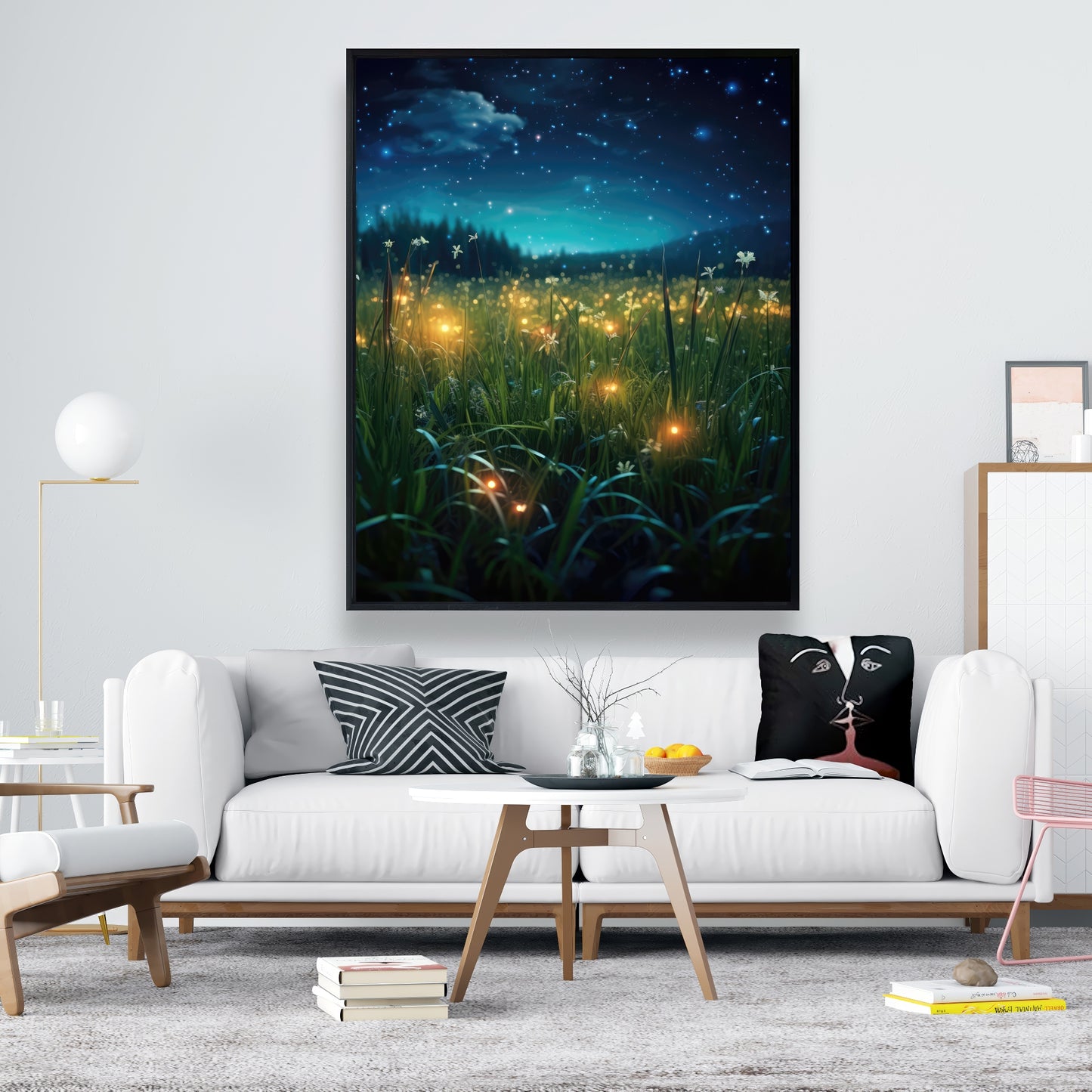 Fireflies at night - 36"x36" Framed canvas
