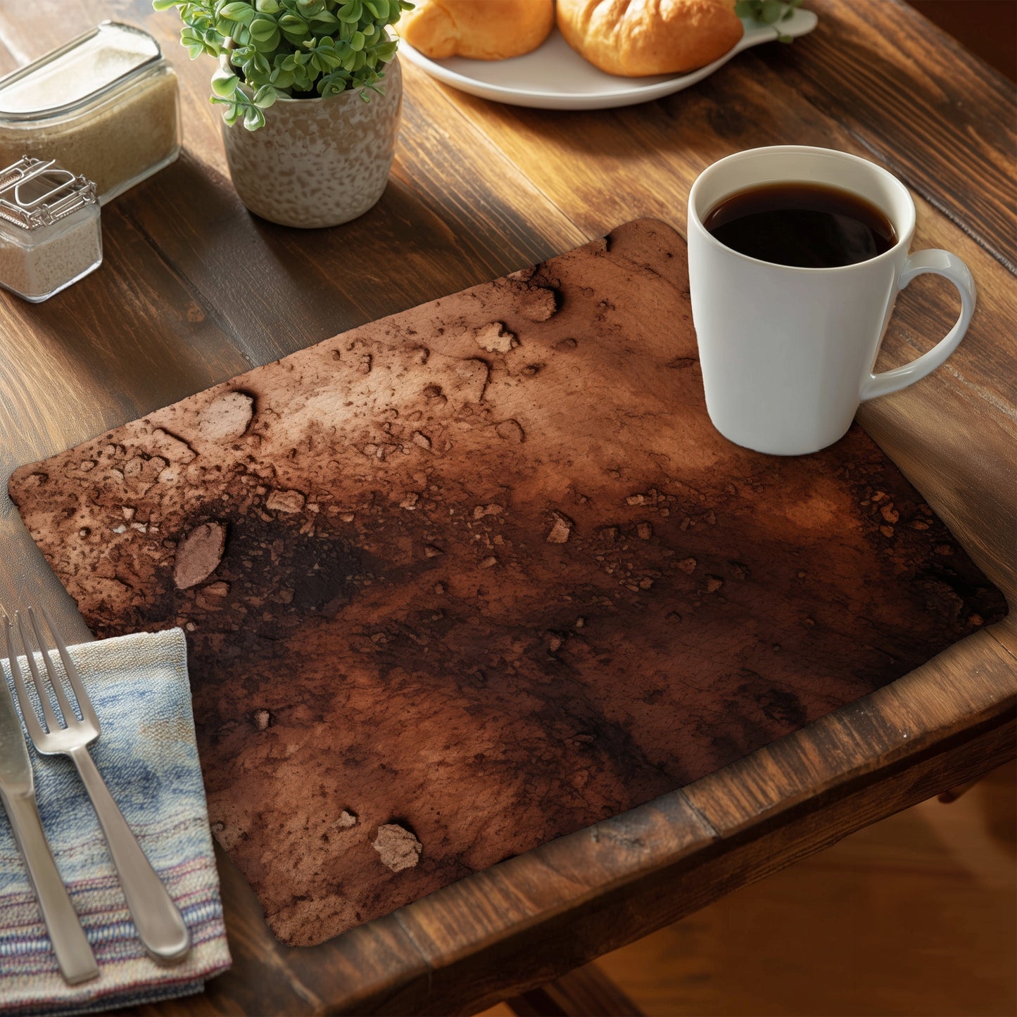 Digging Black Braided Polyester Placemat for Home Decor