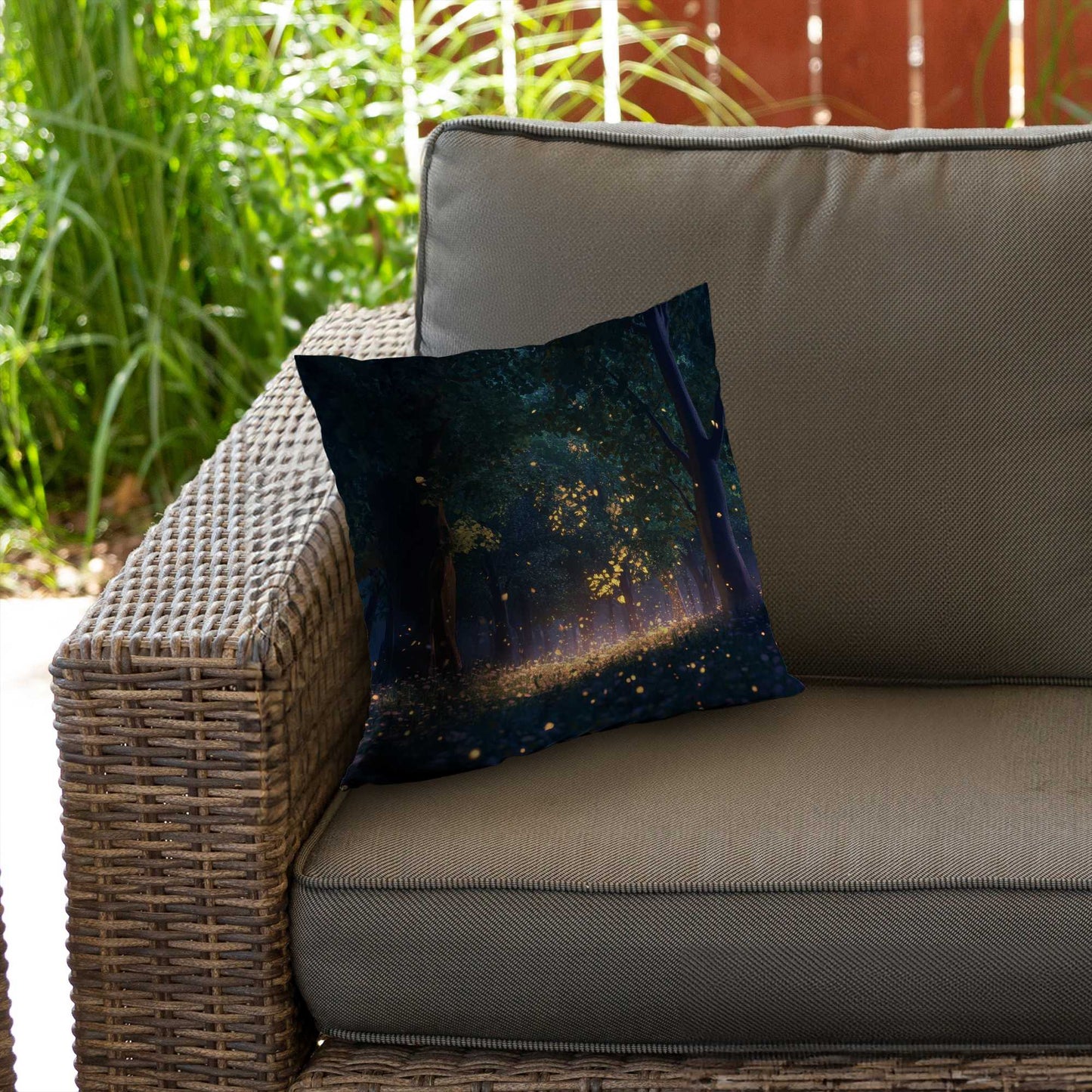 Glowing Leaves Poly Twill Throw Pillow | Home Decor Accent