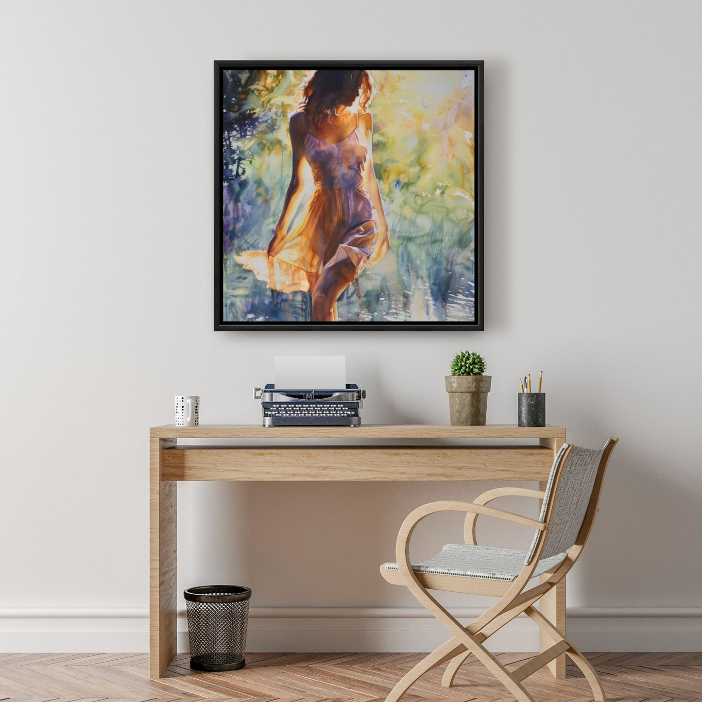 Out of the Water - Blue Framed Canvas for Home Decor