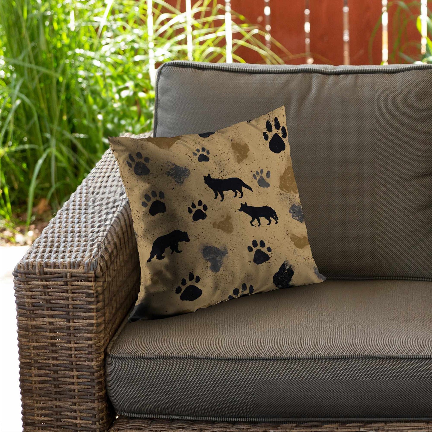 Coussin décoratif Wild Tracks Echo en sergé de polyester | Décoration d'intérieur