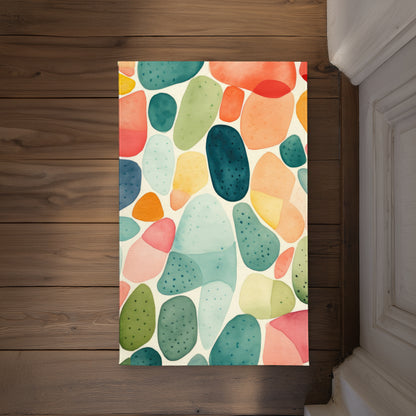 Tapis d'entrée turquoise à motifs de graines pour intérieur/extérieur | Décoration intérieure