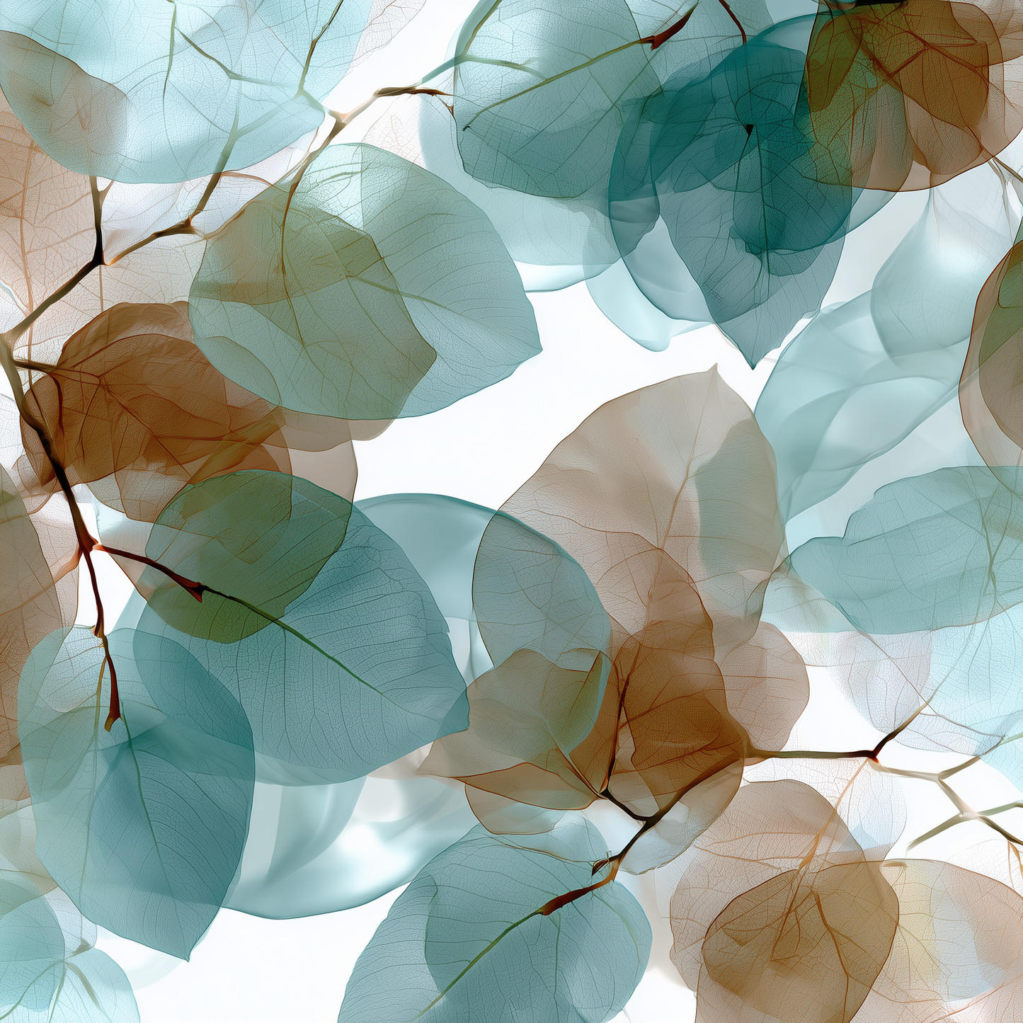 Translucent Leaves - Turquoise Round Outdoor Area Rug for Home