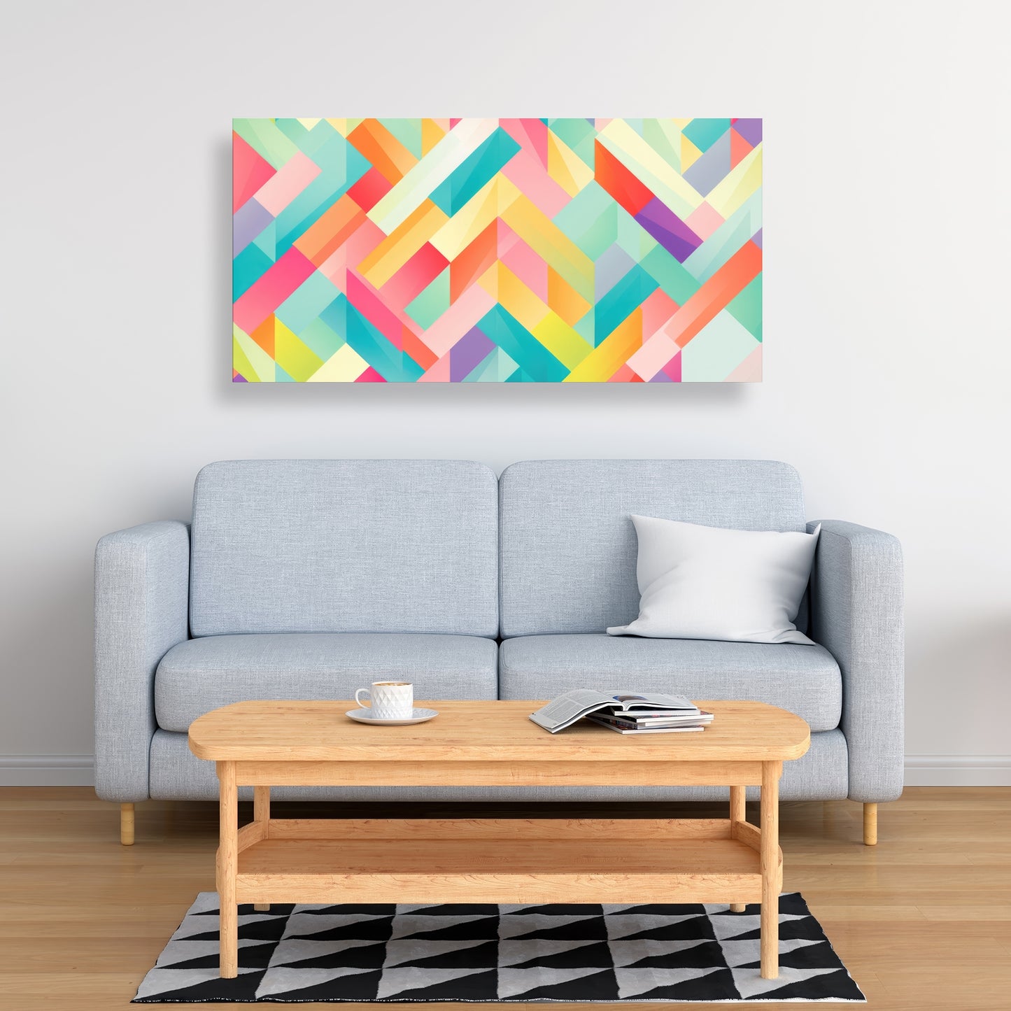 Stripe Harmony - Turquoise Canvas Wall Art for Home Decor