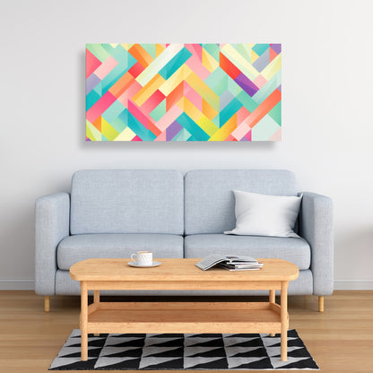 Stripe Harmony - Turquoise Canvas Wall Art for Home Decor