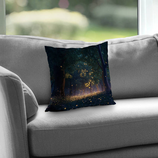 Glowing Leaves Poly Twill Throw Pillow | Home Decor Accent