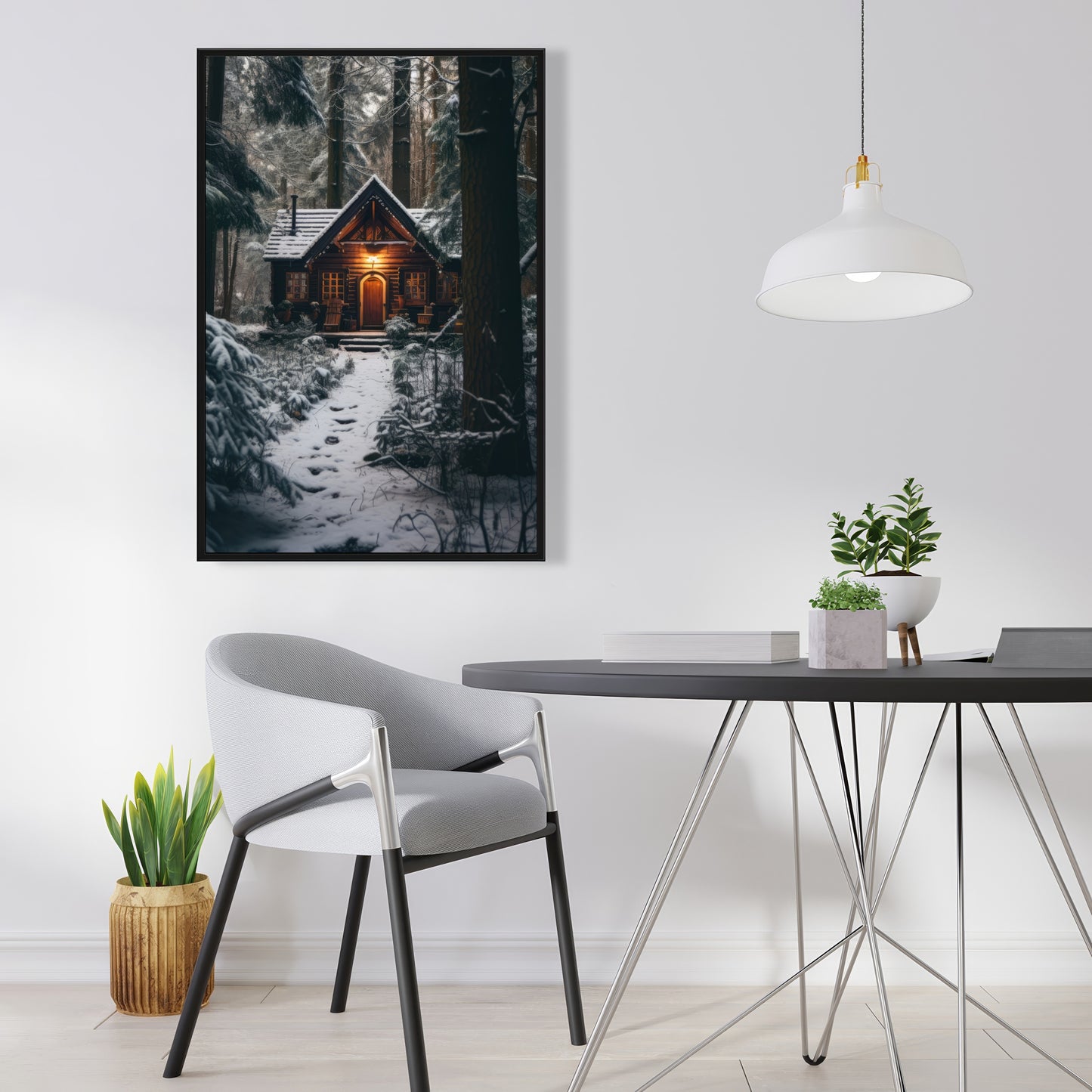 The lone cabin - 36"x36" Framed canvas