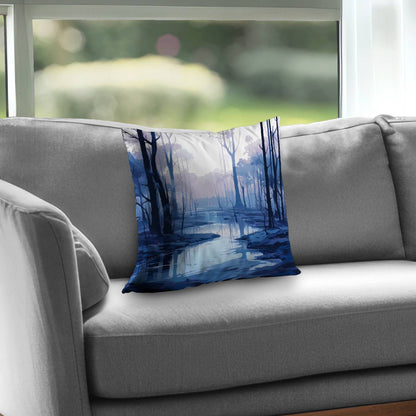 Cold and Muddy Blue Poly Twill Throw Pillow Insert | Home Decor