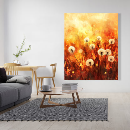 Dandelion Fire - Yellow Canvas Art for Home Decor