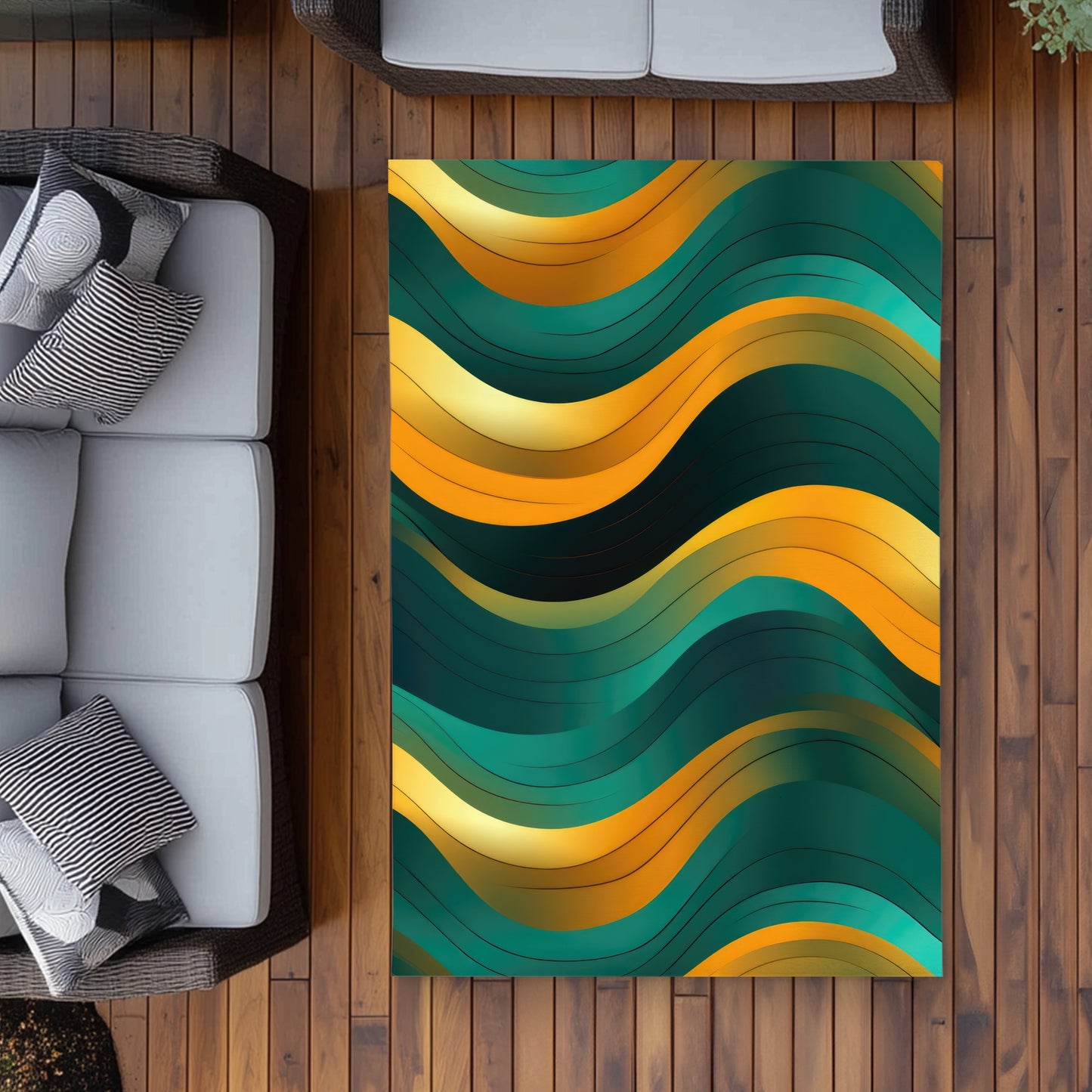 Voluptuous Gold Outdoor Area Rug for Elegant Home Decor